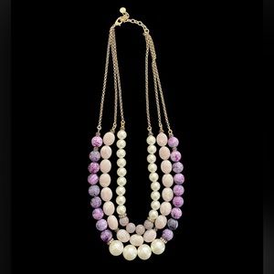BEAUTIFUL Triple Strand Pearl and Beaded Necklace